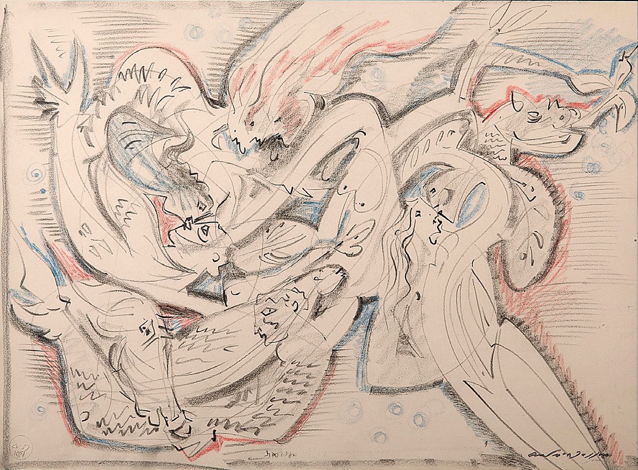 ANDRE MASSON (1896-1987) 
Métamorphose marine, circa 1954 

Pastel, graphite, le&hellip;