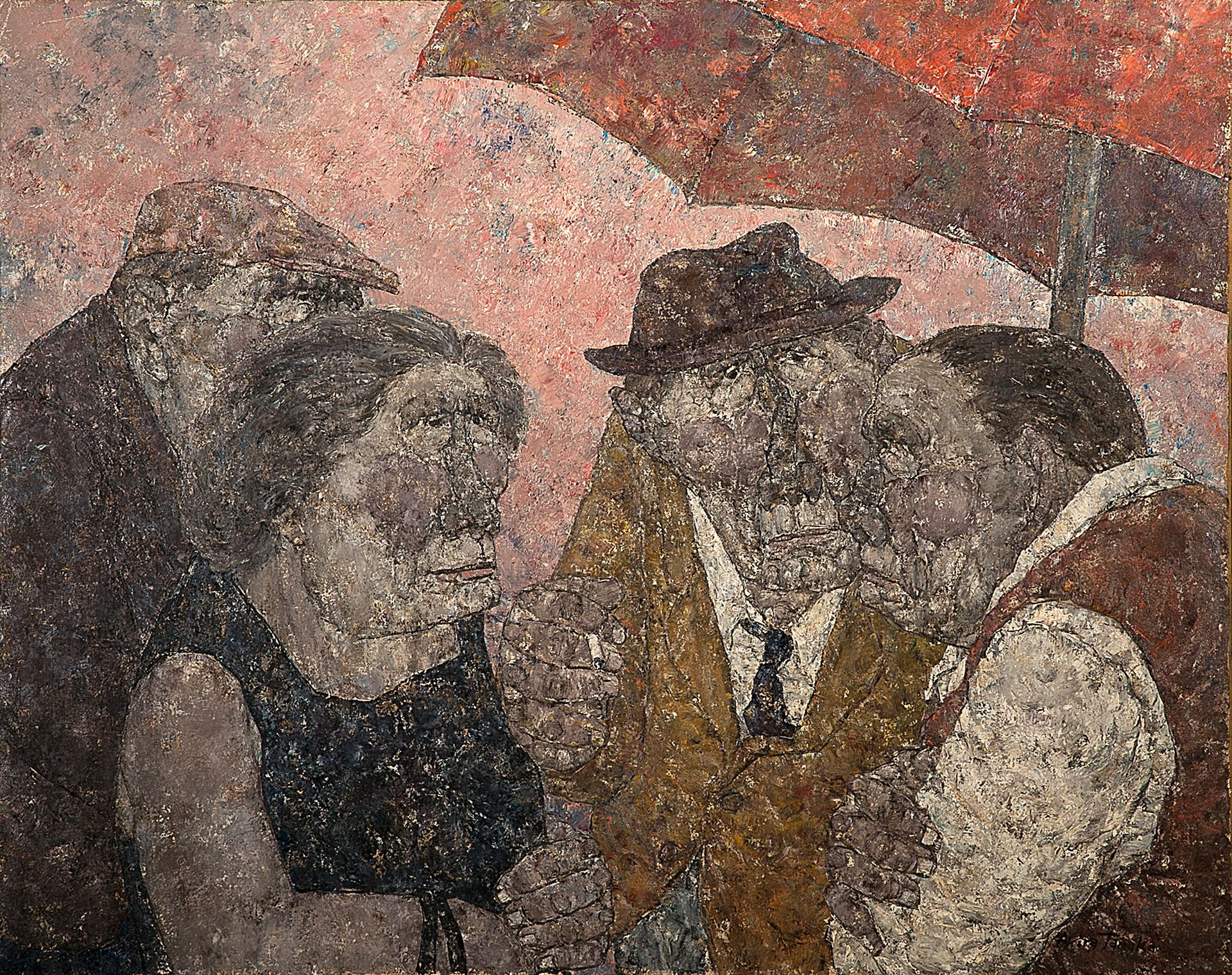 AKIRA TANAKA (1918-1982) 
Le parasol rouge, 1972 

Huile sur toile, signée en ba&hellip;