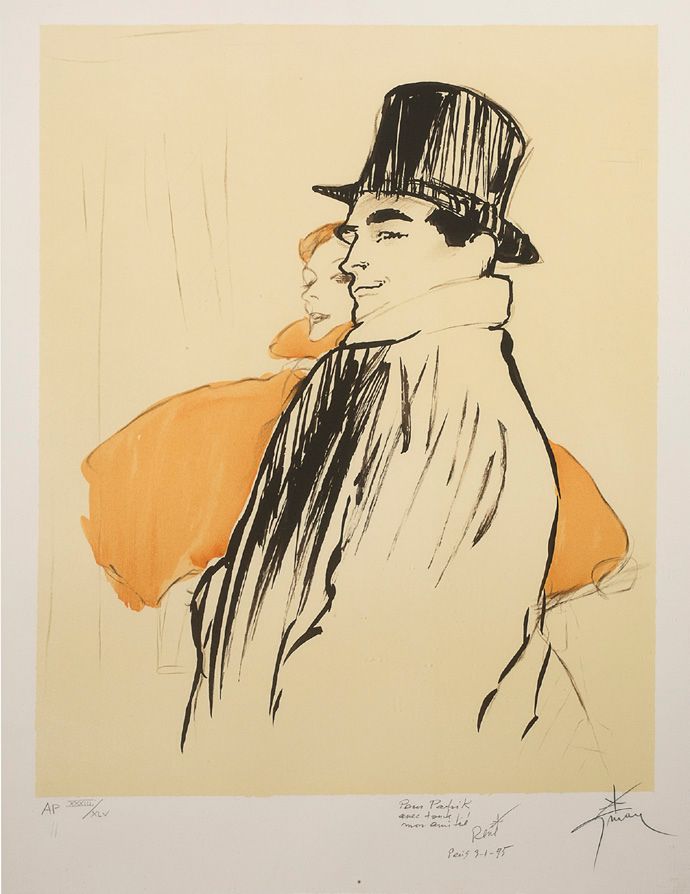 RENÉ GRUAU (1909-2004) 
Paare von Eleganten

Lithographie auf Papier, signiert, &hellip;