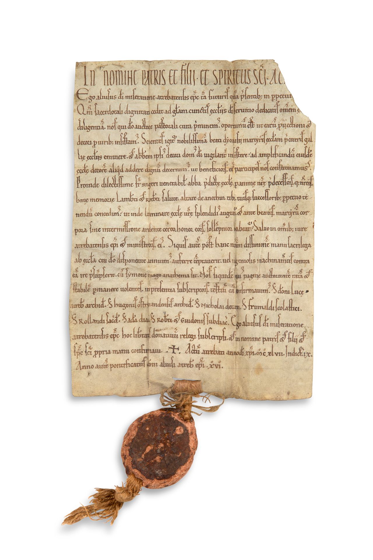 Null 阿尔维斯的宪章，阿拉斯的主教，1147年。
羊皮纸上的宪章，阿拉斯1147年4月29日；羊皮纸26 x 18.5厘米
 （右上角缺失，去掉3行末尾），&hellip;