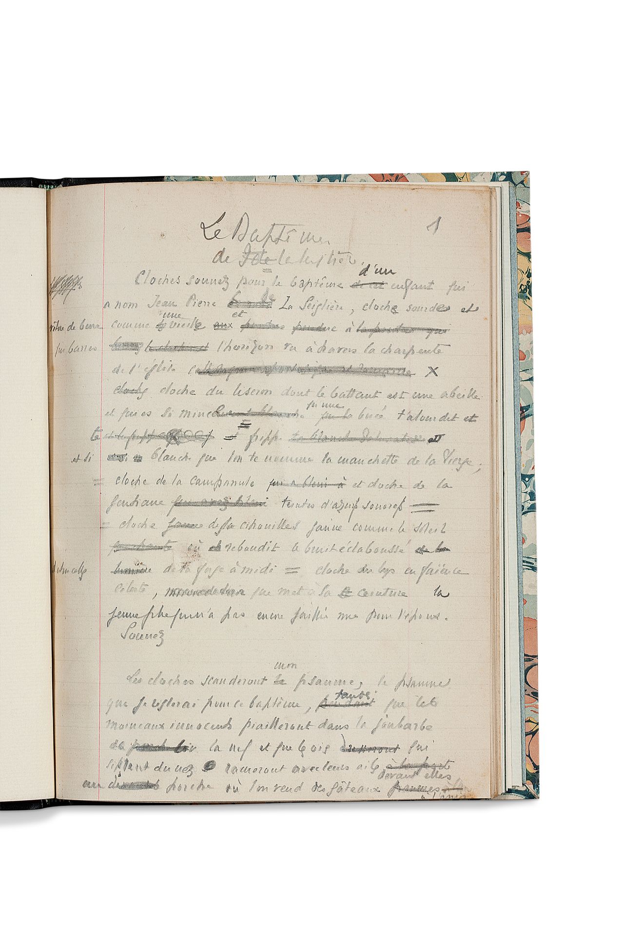 JAMMES Francis (1868-1938) Le Baptême de la sphère，亲笔手稿11页，用铅笔写在学校书页上，用黑色demicha&hellip;