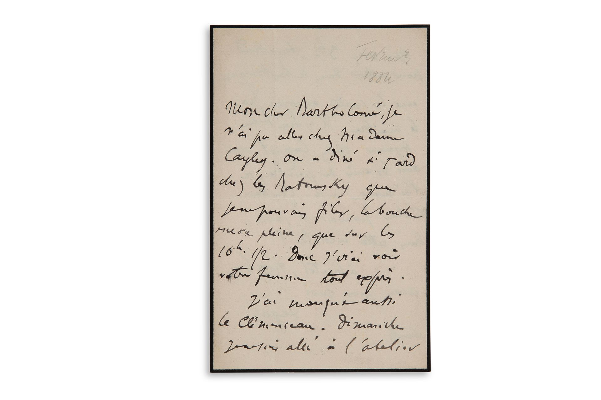 DEGAS Edgar (1834-1917) peintre. L.A.S. "Degas" addressed to Albert BARTHOLOMÉ.
&hellip;