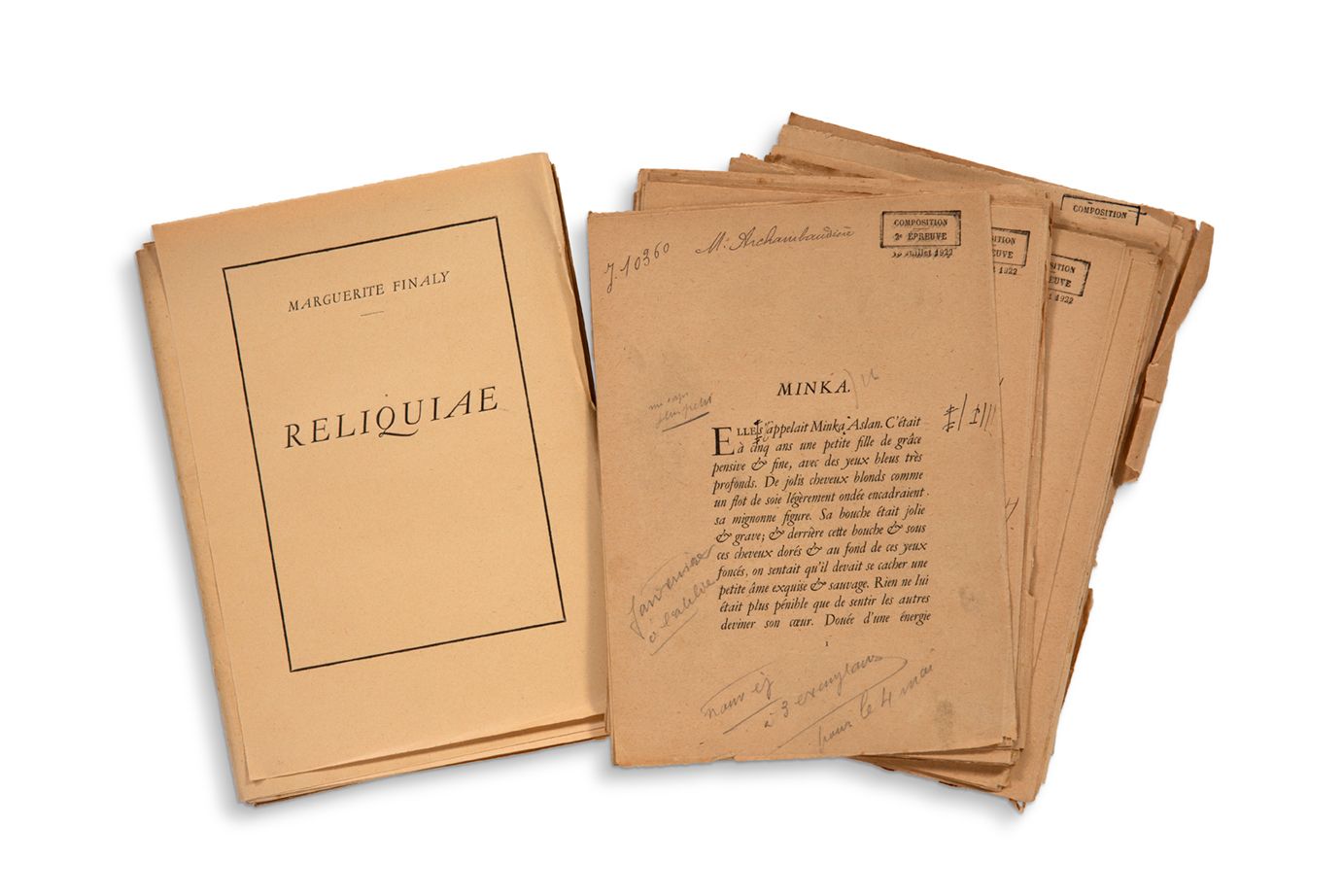FINALY Marguerite († 1921) Proofs, [Reliquiae, 1925]; more than 300 leaves of va&hellip;
