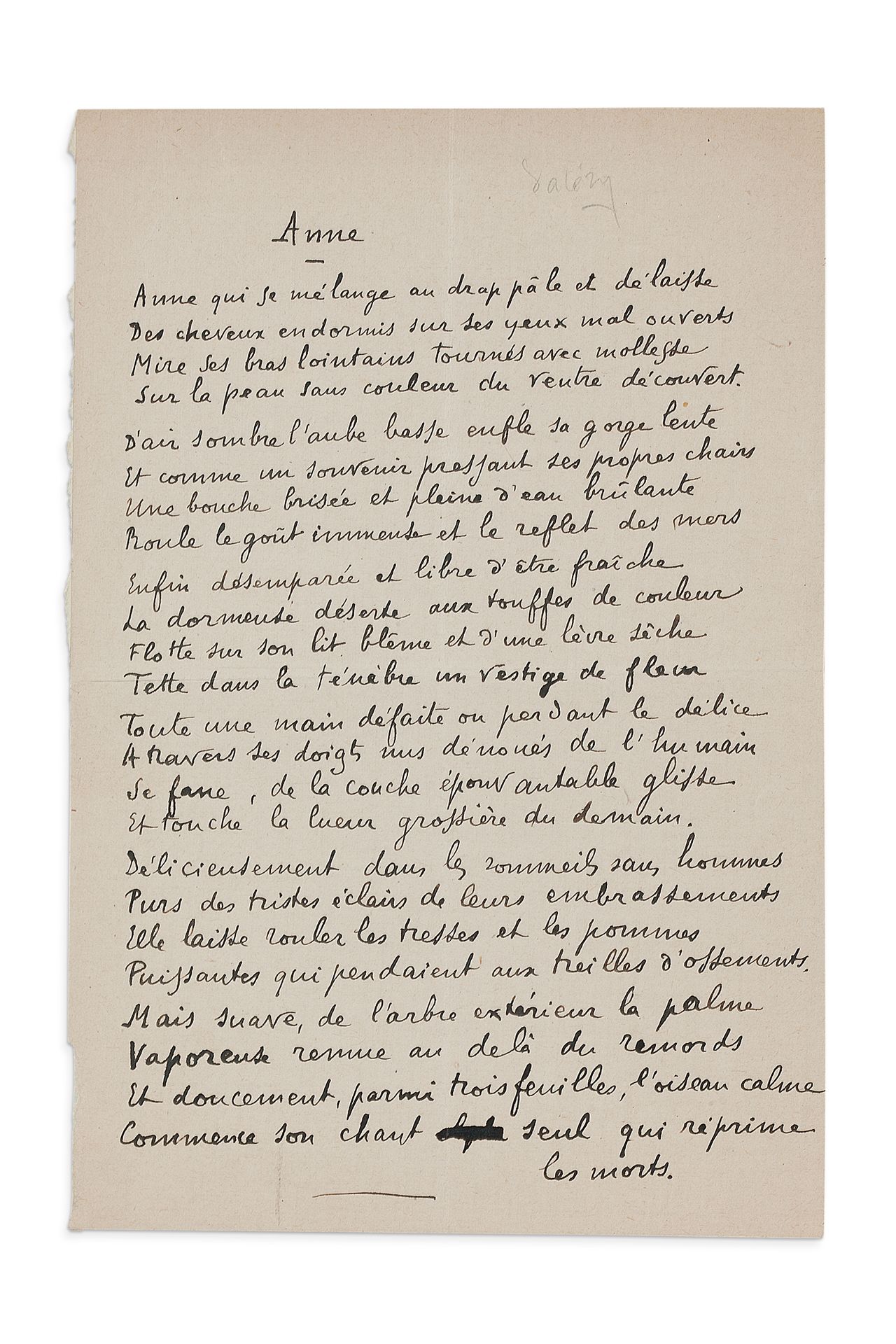 VALÉRY PAUL (1871- 1945) "Anne" poema autografo.
Poema autografo, 6 quartine di &hellip;