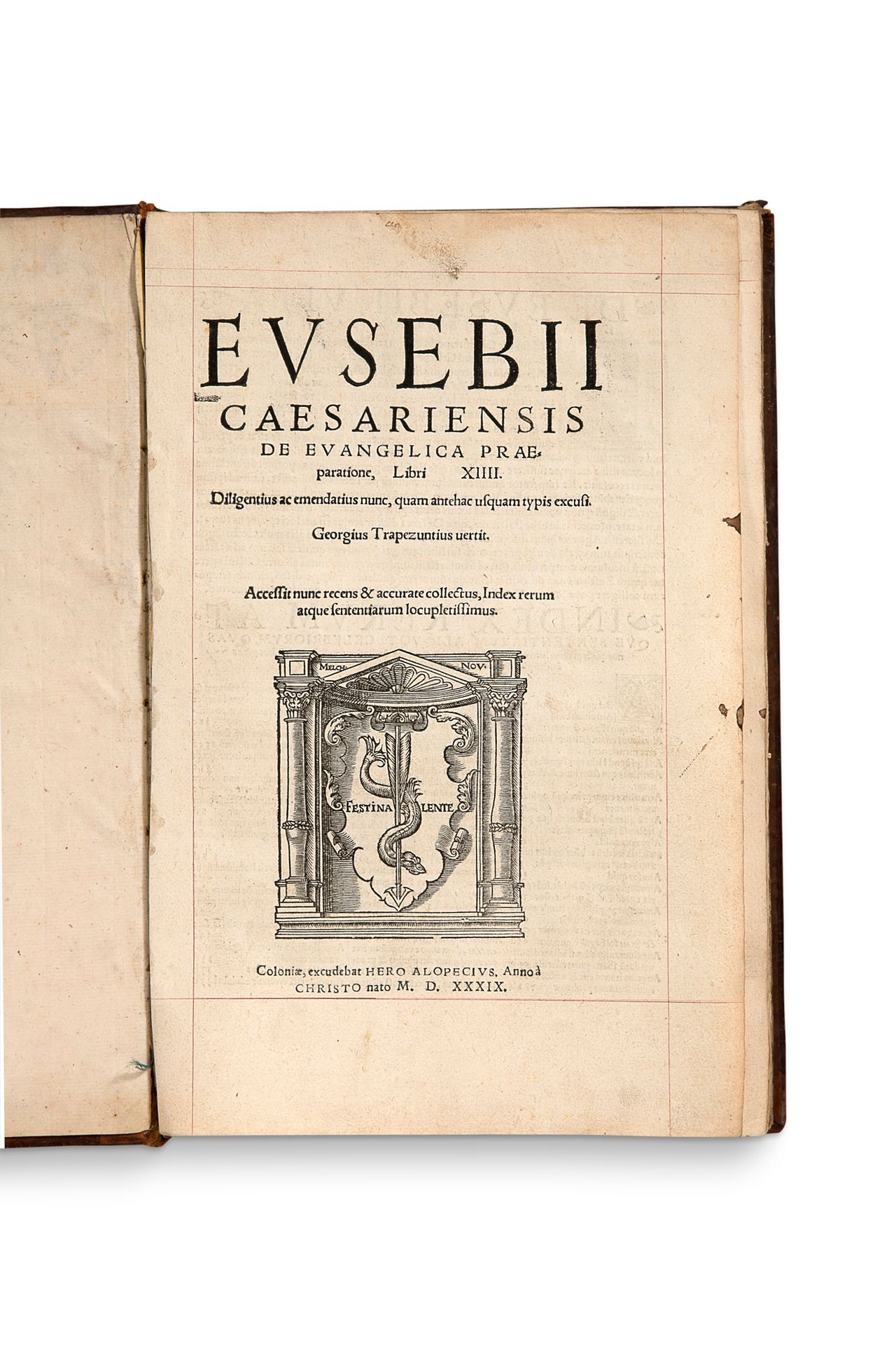 CÉSARÉE Eusèbe de (mort en 339) De evangelica praeparatione, Libri XIIII Köln, H&hellip;