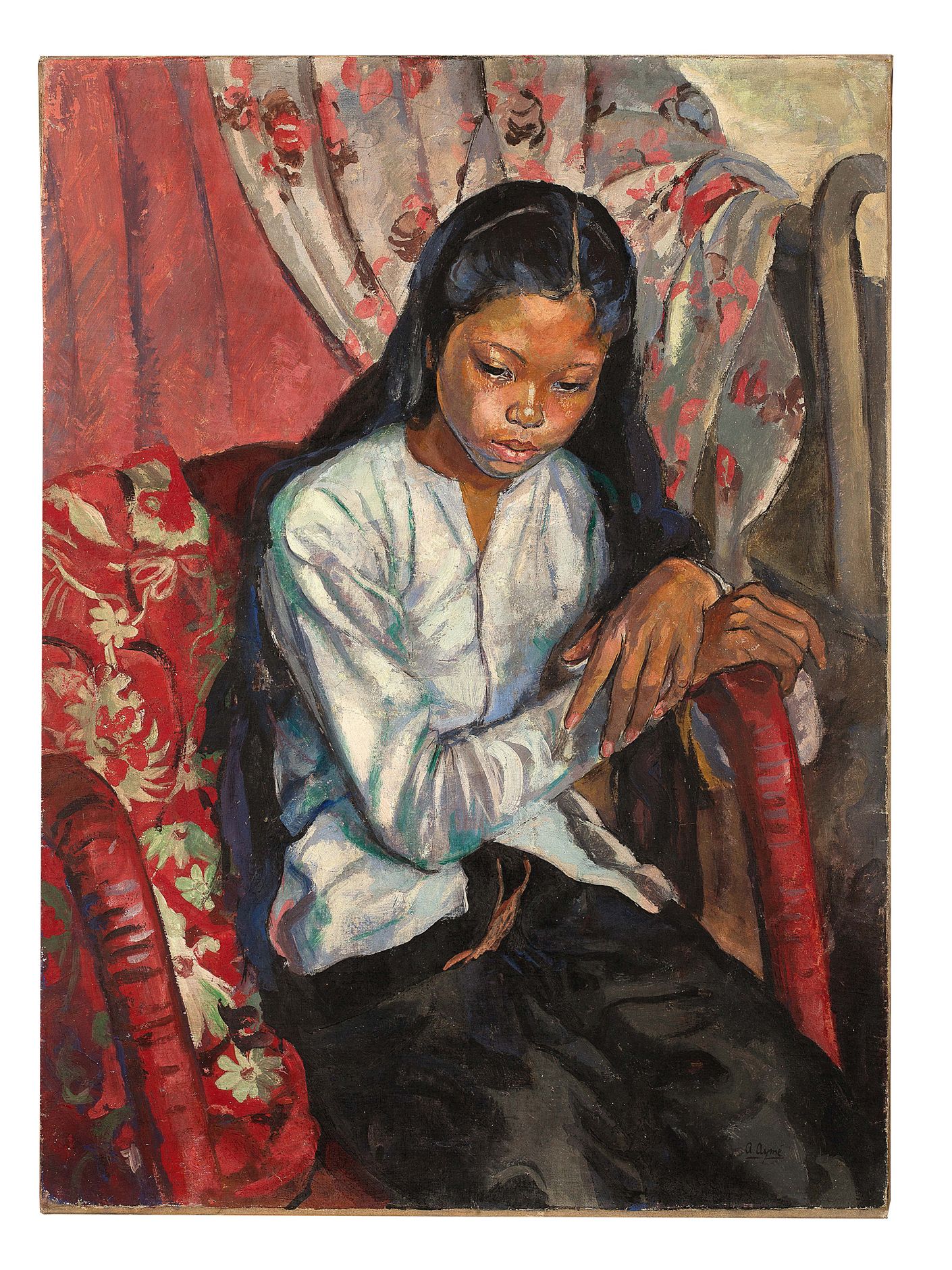 Alix AYMÉ (1894-1989) 
Thi Ba的肖像，约1935年

布面油画，右下角有签名

81 x 60 cm - 31 7/8 x 23 5&hellip;