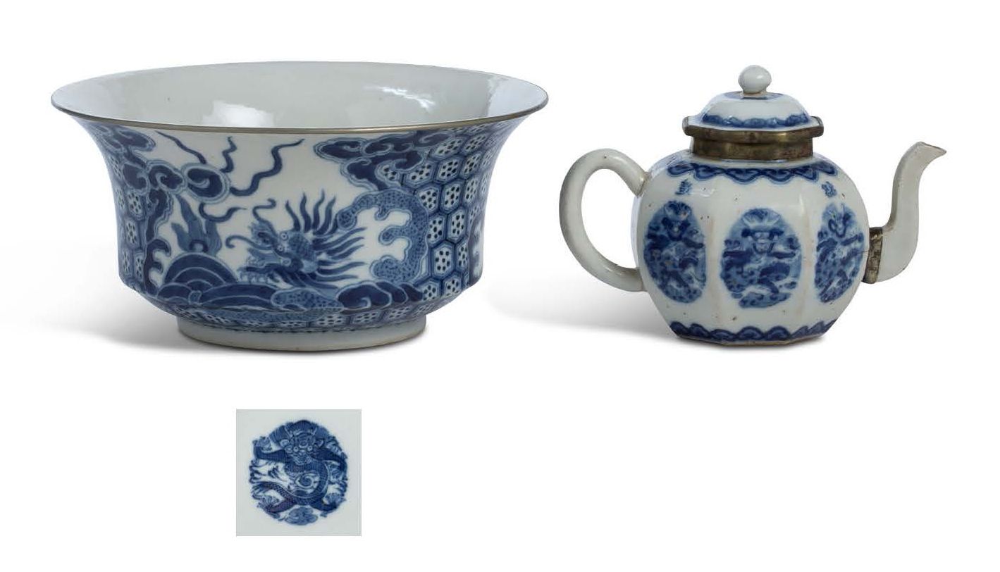 VIETNAM RÈGNE DE THIEU TRI, MILIEU XIXe SIÈCLE 
Blue and white porcelain teapot &hellip;
