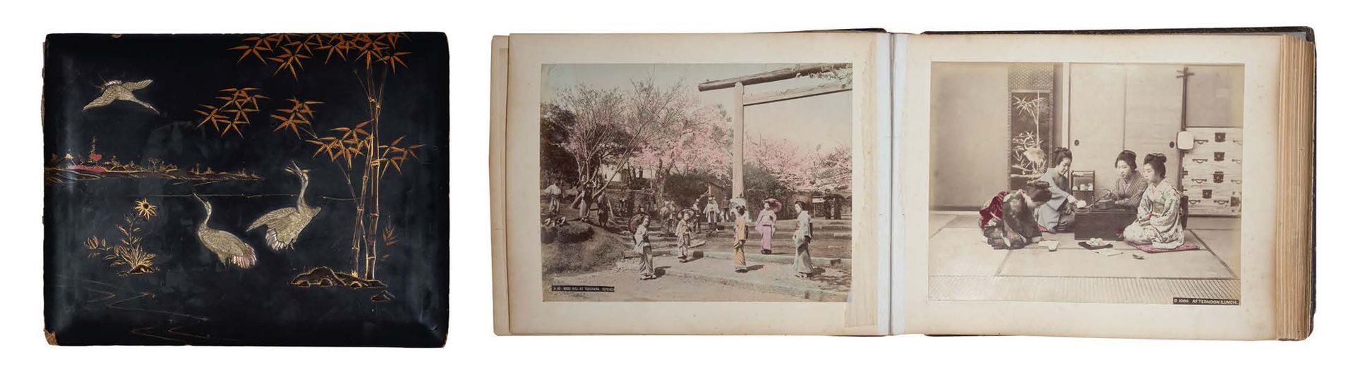 JAPON PÉRIODE MEIJI, VERS 1880 Album di venticinque fogli contenenti 50 grandi f&hellip;