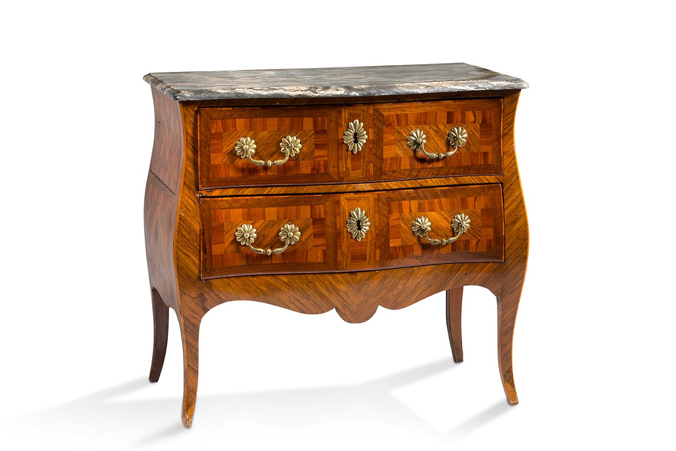 Null 
+ SQUARE COMMODE with curved front and sides, decorated with inlaid leaves&hellip;