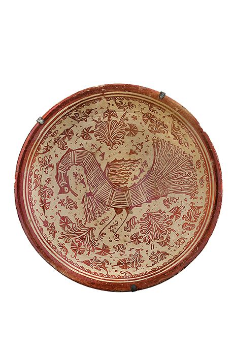 Null 
+ MANISES FAIENCE Grande piatto cavo in terracotta color bufala decorato c&hellip;