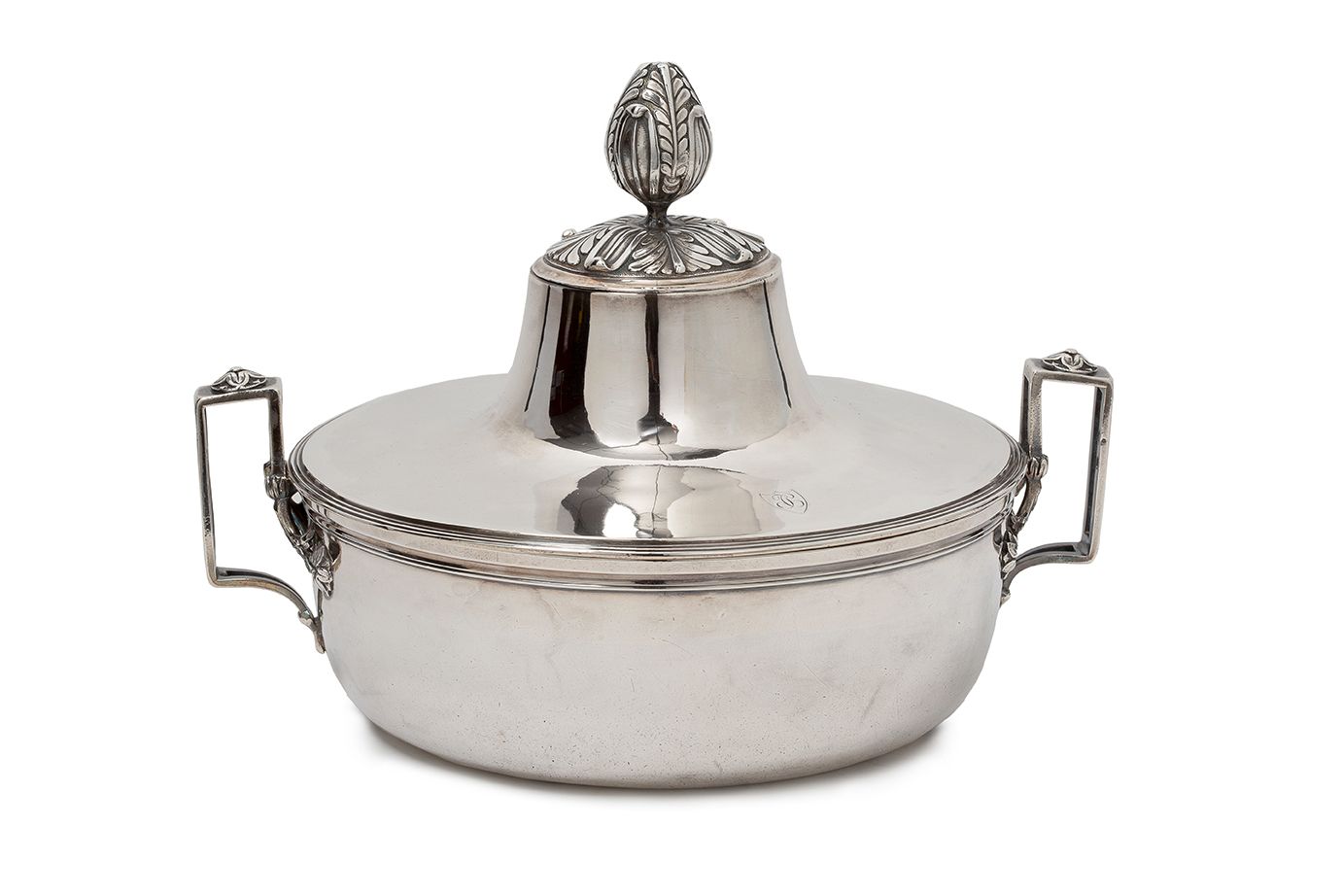 Null A silver COUVERED VEGETABLE with double handles.
The one engraved with a mo&hellip;
