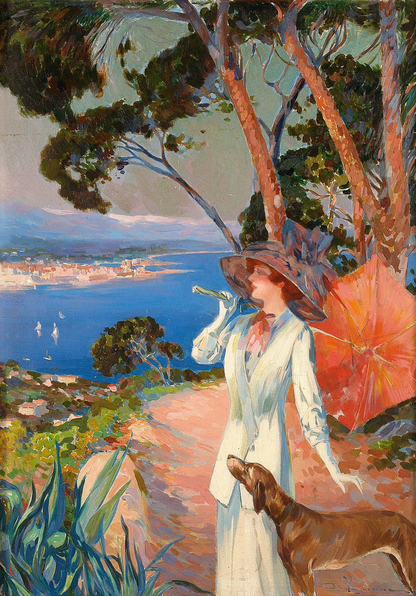 David DELLEPIANE (1866 - 1932) 
海报 "安提布，蔚蓝海岸，P.L.M. "的模型，约1910年。

板上油彩

右下方有签名

&hellip;