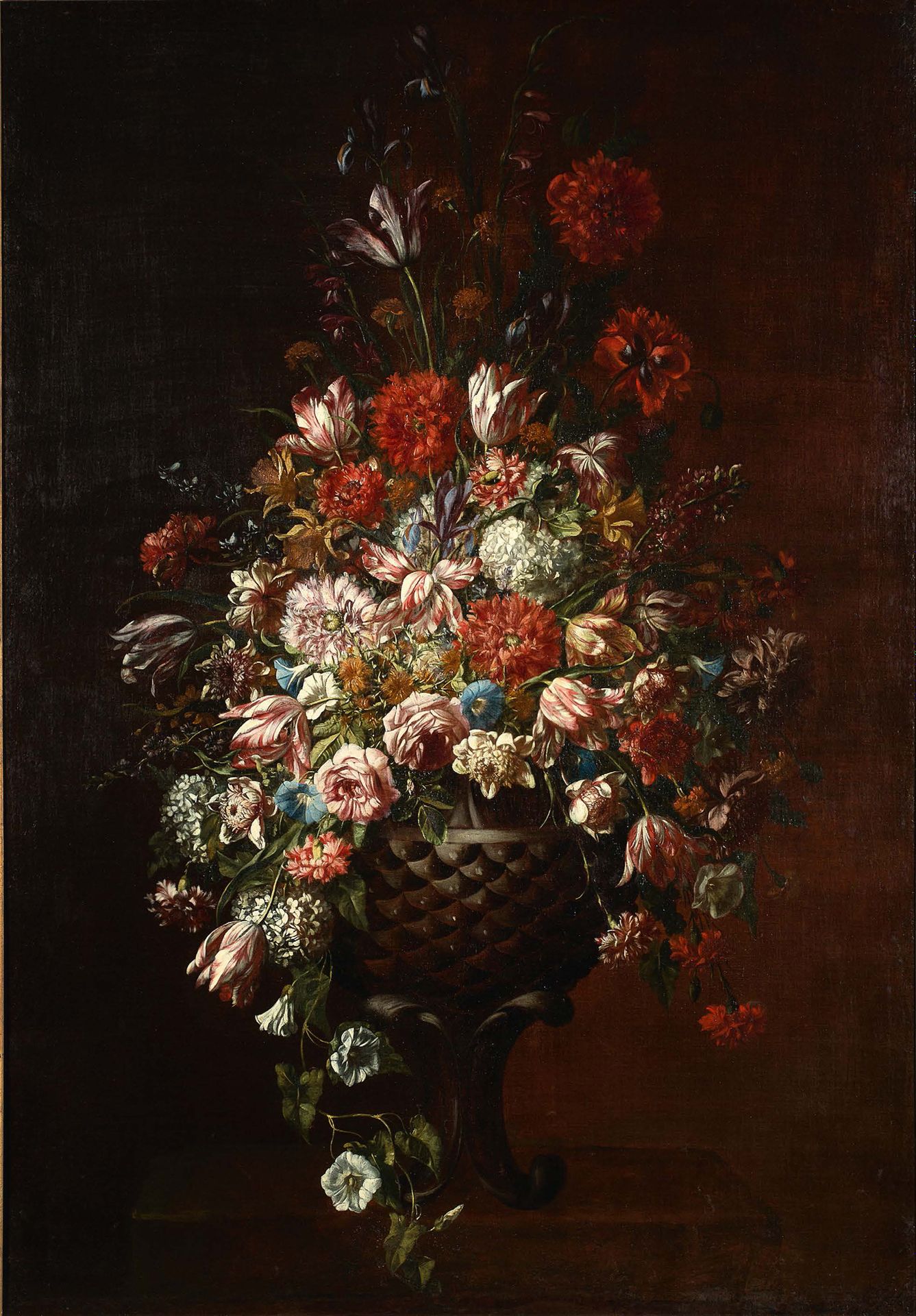 Ludovico Stern (Rome, 1709 - 1777) 
Bouquet de fleurs dans un vase en pierre

Hu&hellip;