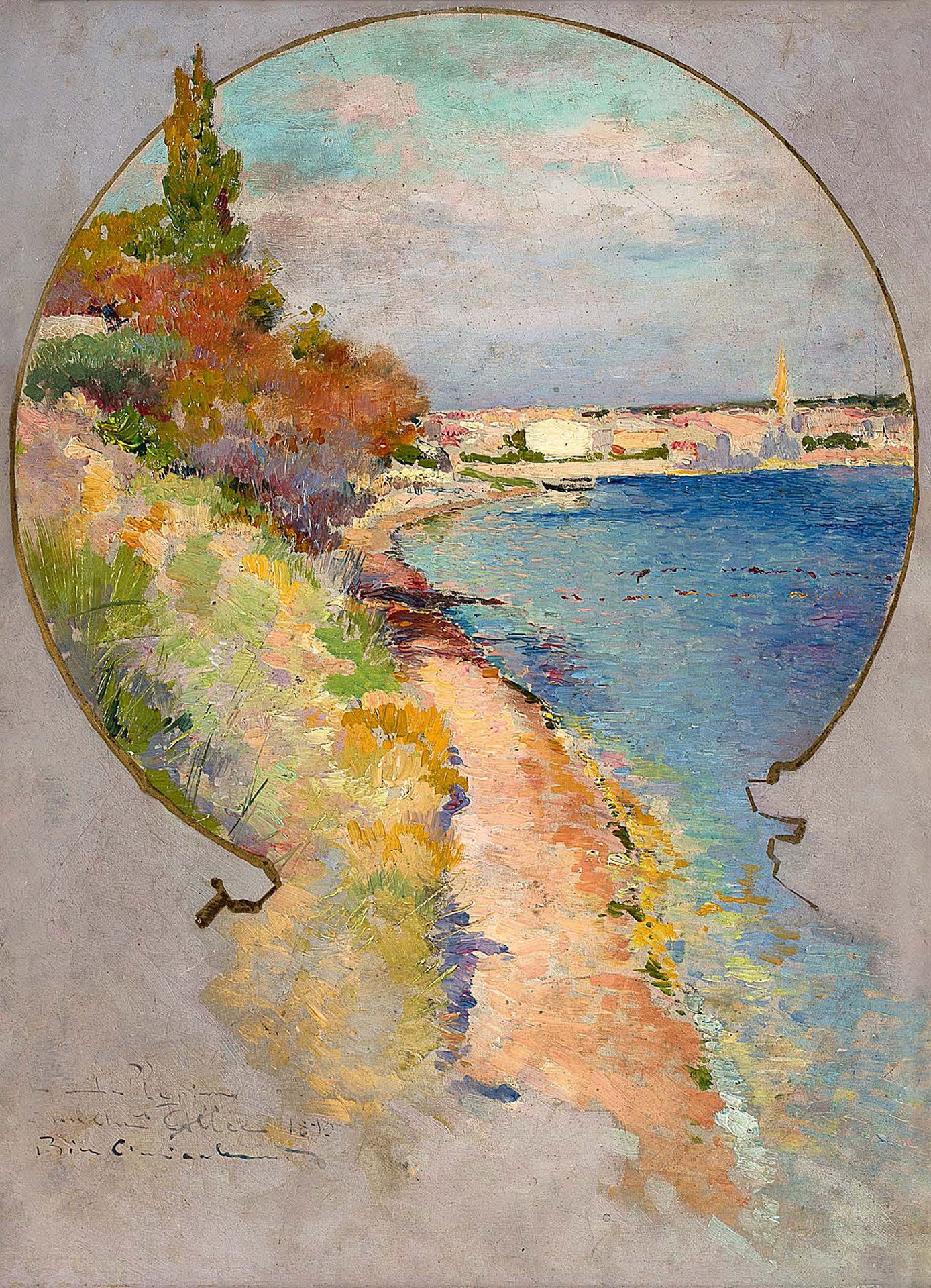 David DELLEPIANE (1866 - 1932) 
Vista de Martigues, 1890

Óleo sobre tabla

Firm&hellip;