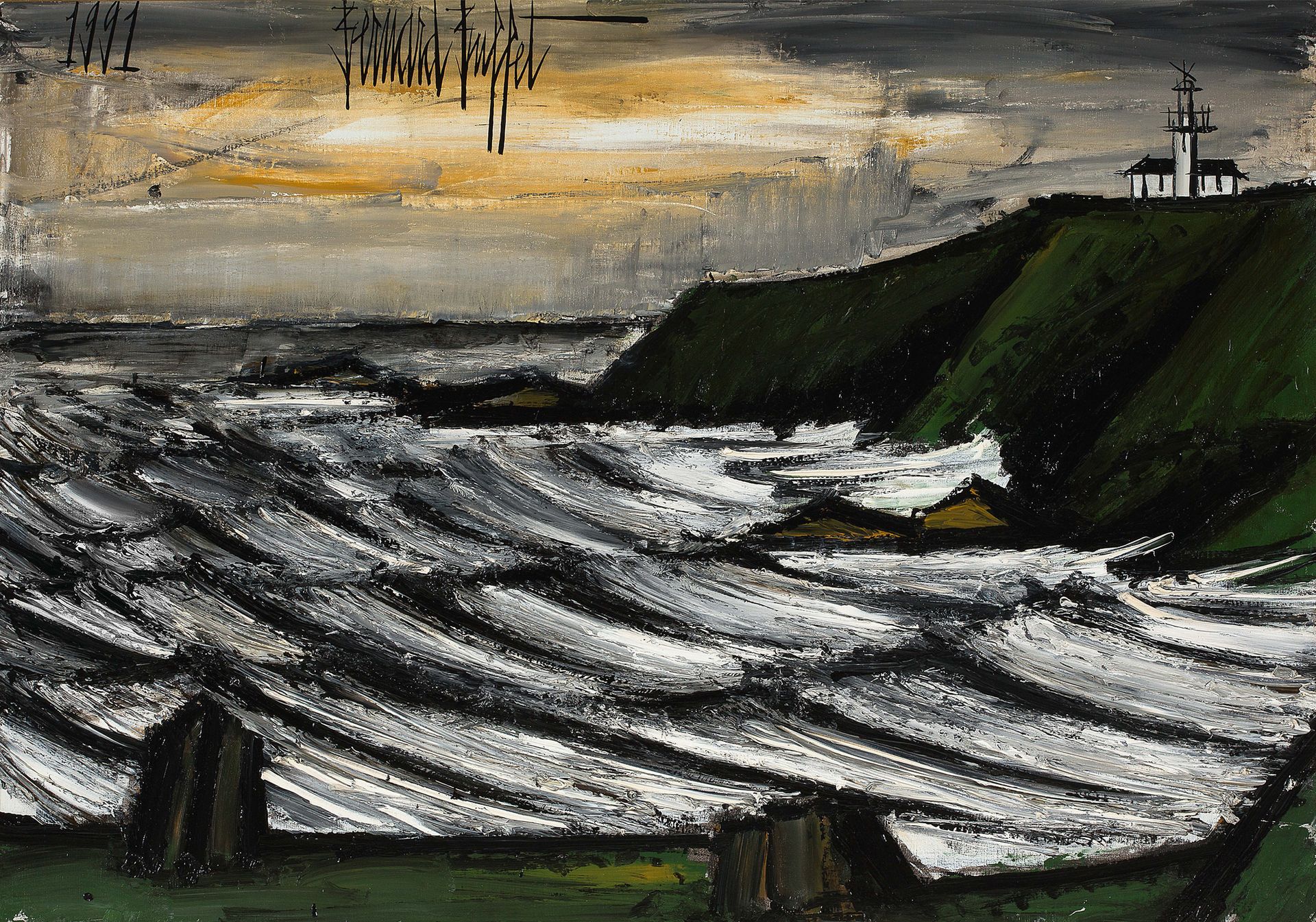 Bernard Buffet (1928 -1999) 
Der Wellenzug an der Pointe des Poulains, 1991

Öl &hellip;