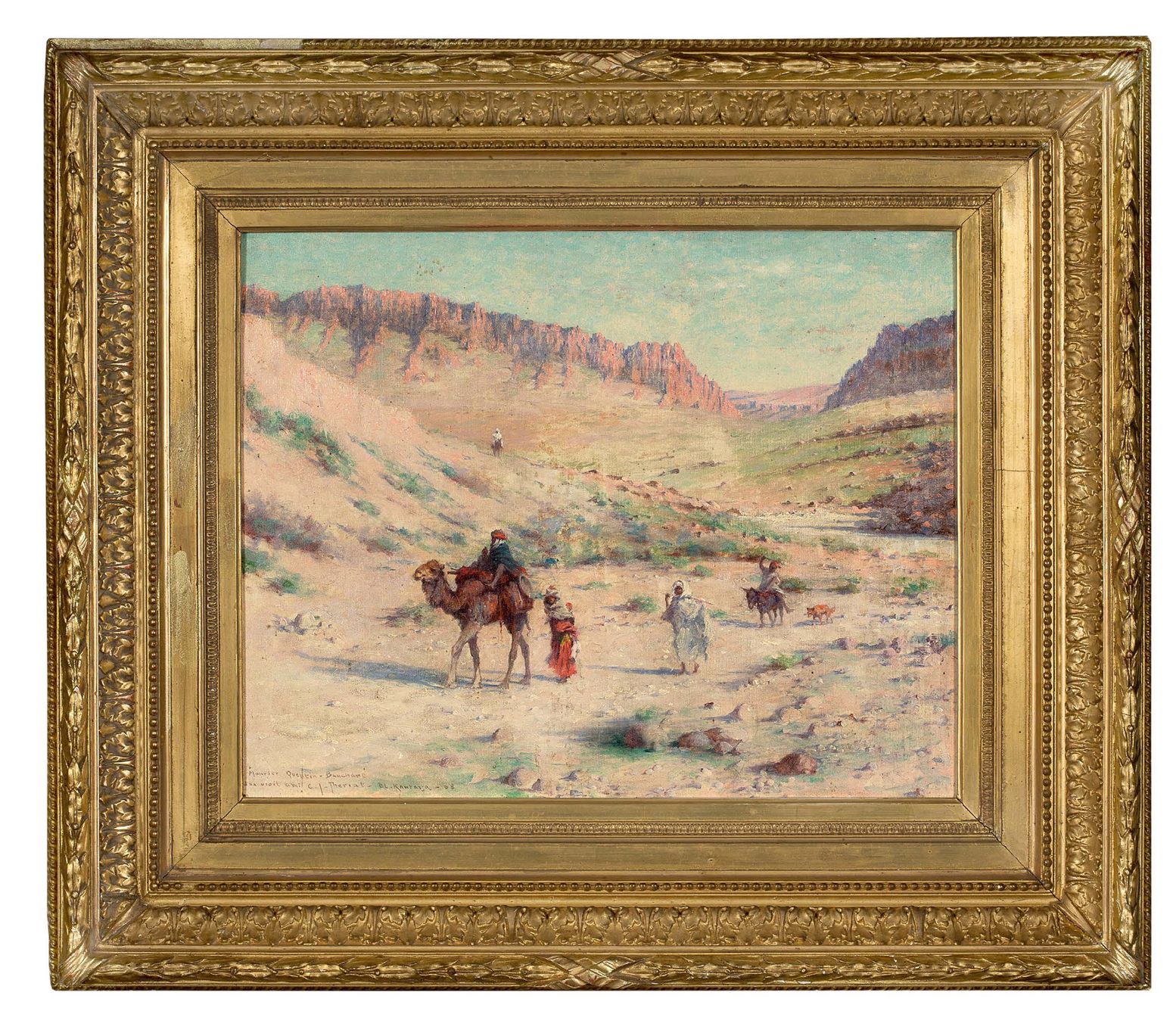 CHARLES JAMES THERIAT (1860/1937) 
Karawane in El Kantara, Algerien, 1908

Öl au&hellip;