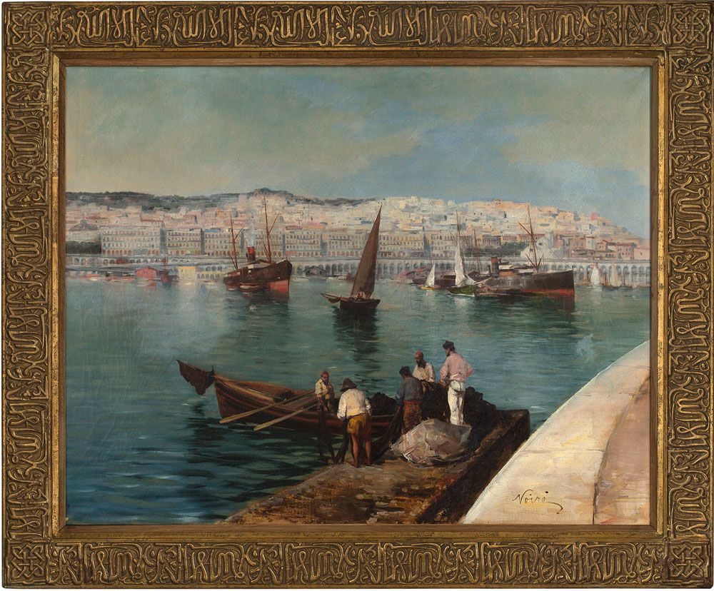 Maxime NOIRE (1861 - 1927) 
Belebte Ansicht des Hafens von Algier

Öl auf Leinwa&hellip;