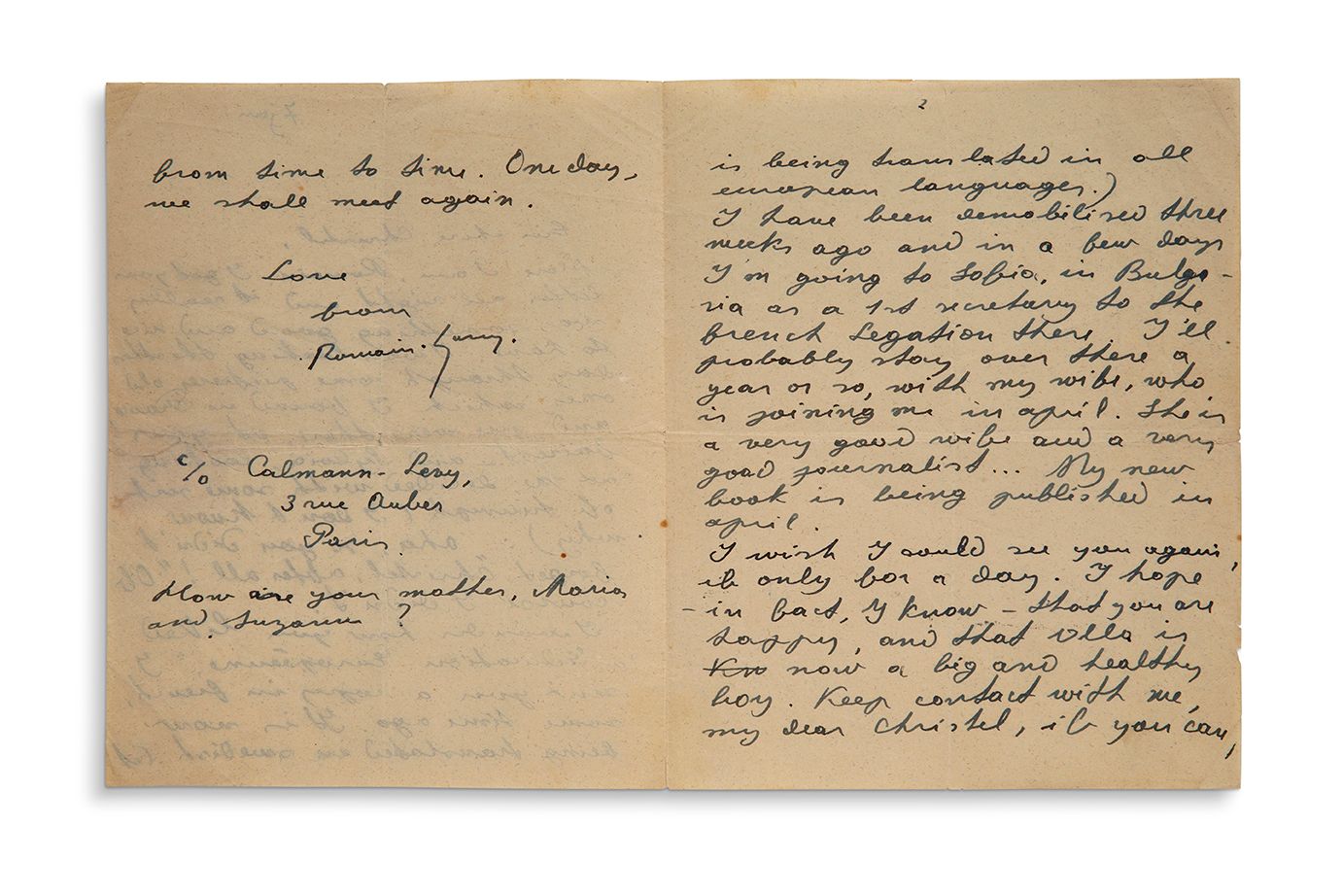 GARY ROMAIN (1914-1980) Autographischer Brief an Christel STERNER; 3 Seiten in-8&hellip;