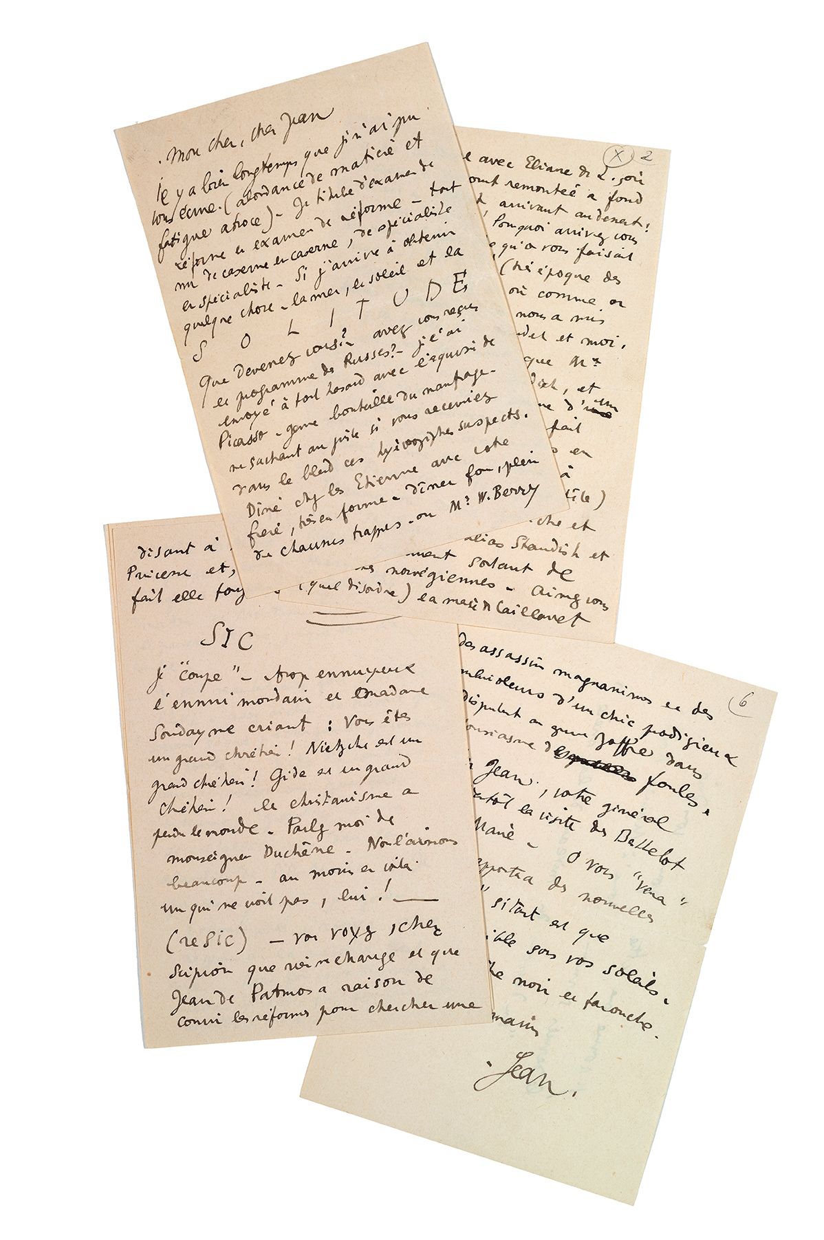 COCTEAU Jean (1889-1963) 签名的亲笔信，约1917年7月；6页。1/2 in-8.
科克托的长篇美文，通过苛责的编年史唤起了1917年巴&hellip;