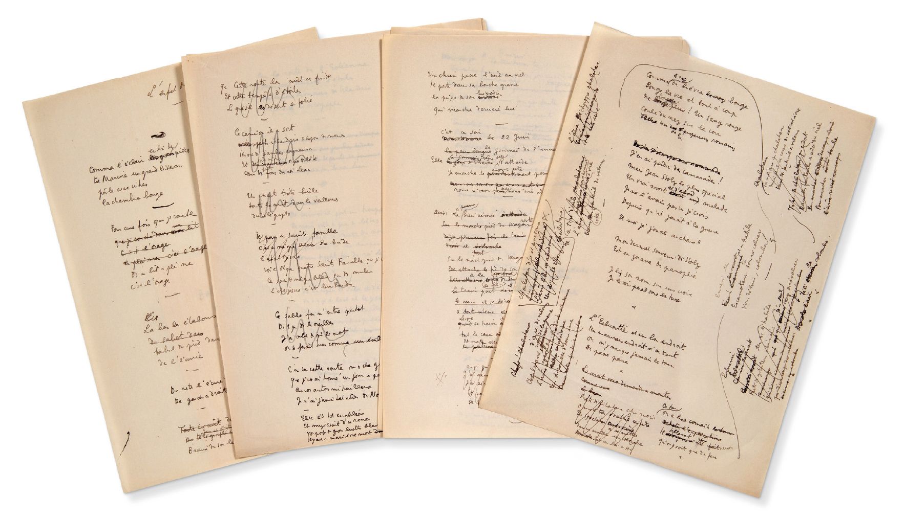 COCTEAU Jean (1889-1963) 7 manuscritos autógrafos, [para Discours du grand somme&hellip;