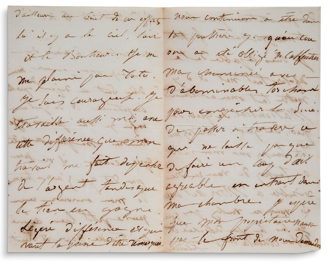 DROUET JULIETTE (1806-1883) 签名为 "朱丽叶 "致维克多-胡戈的亲笔信，日期为 "第1个星期四晚上6点"[1839]；4页，8开本，&hellip;