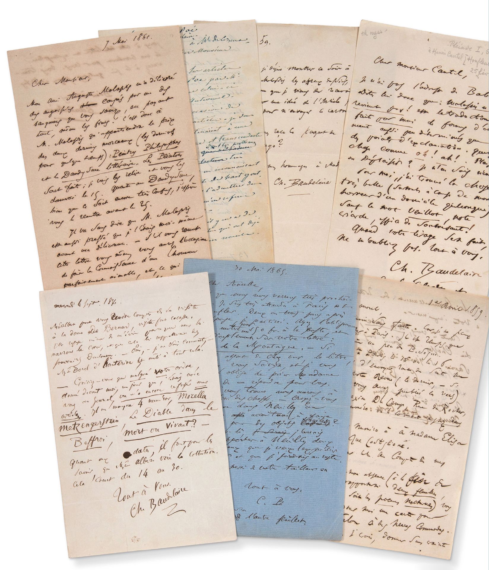 BAUDELAIRE Charles (1821-1867) 6 handschriftlich unterzeichnete Briefe.
Handschr&hellip;