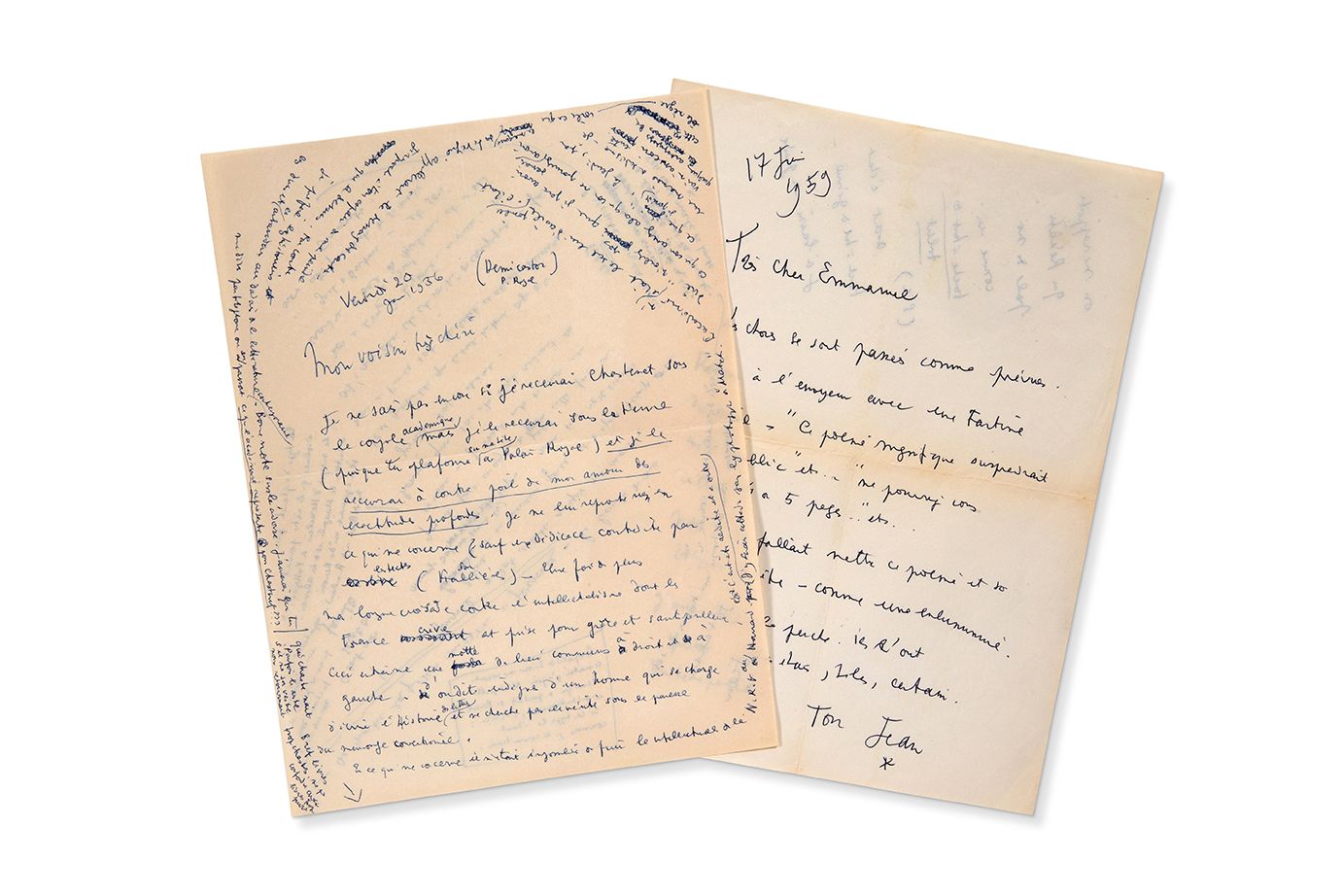 COCTEAU Jean (1889-1963) 2 cartas autógrafas firmadas a Emmanuel BERL Carta autó&hellip;