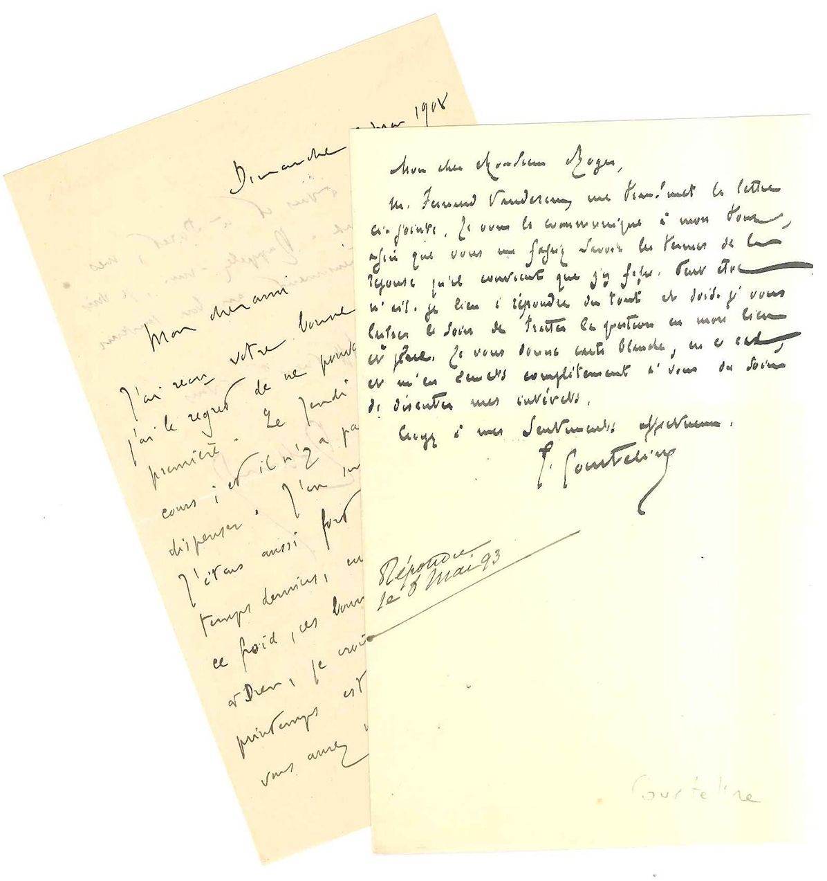 DIVERS 
- Romain ROLLAND，一套6封由不同作者签名的亲笔信。1908年5月3日，签署给一个身份不明的收件人的亲笔信，S. L.。
- Tr&hellip;