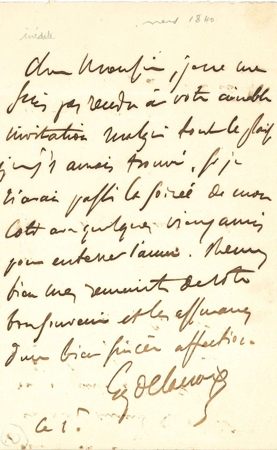 DELACROIX Eugène (1798-1863). 6 L.A.S. «Eug. Delacroix», 1840-1857, à Alexandre &hellip;