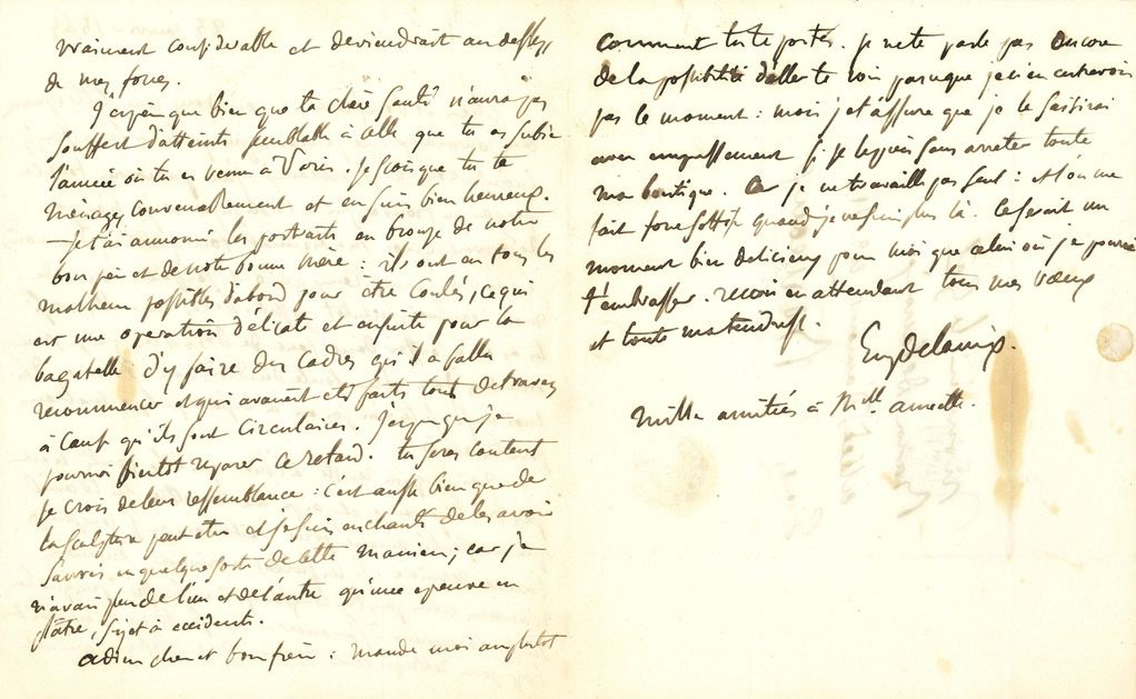 DELACROIX Eugène (1798-1863). 2 L.A.S. «Eug. Delacroix», 1843, à son frère le gé&hellip;