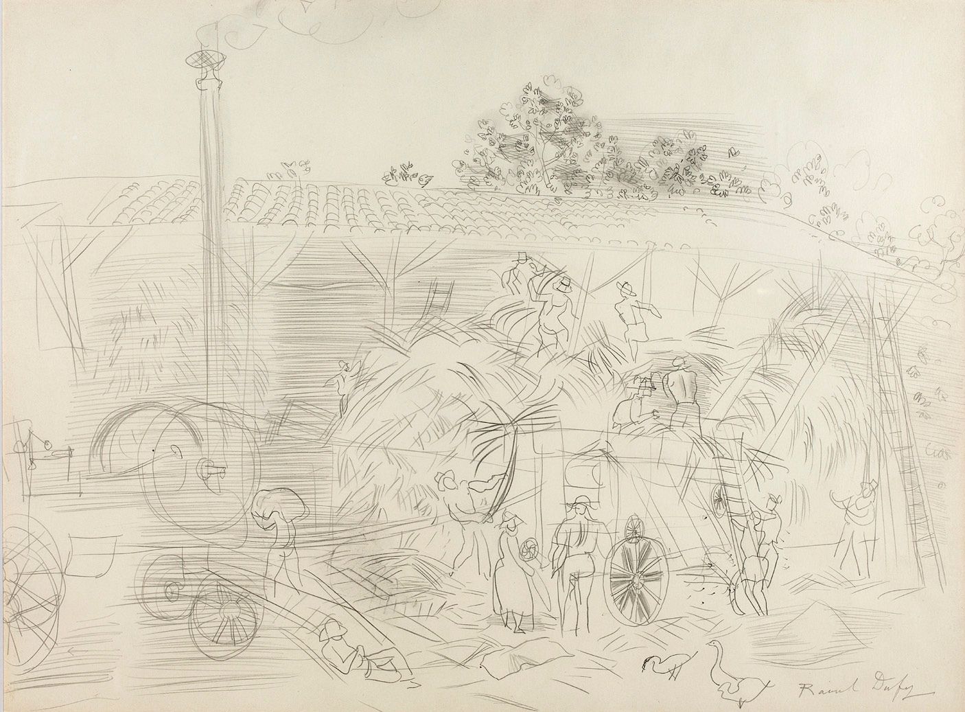 DUFY RAOUL (1877-1953). Scène de dépiquage. [Vers 1943].
DESSIN à la mine de plo&hellip;