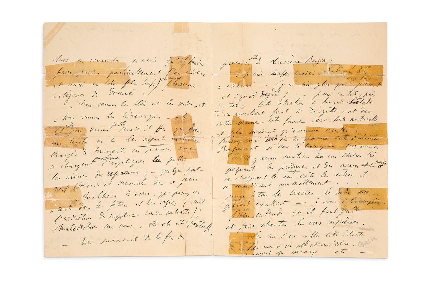 LISZT Franz (1811-1886) L.A.S. "F.李斯特"，阿维尼翁，1845年5月6日，致约瑟夫-奥特朗；4页内页（折叠处的裂缝用胶带修复）&hellip;