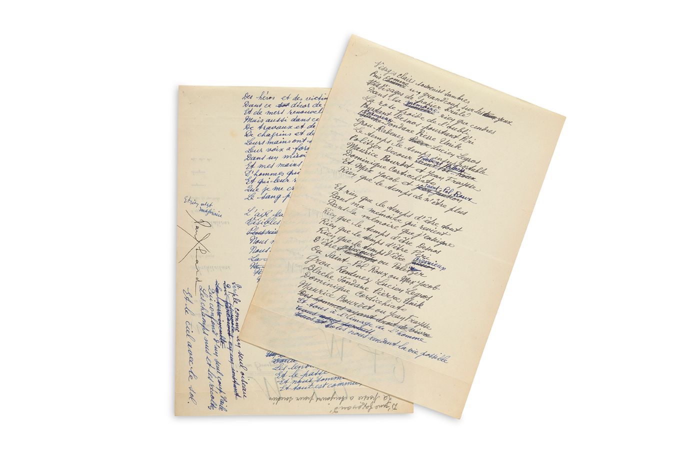 ELUARD Paul (1895-1952) Poema autógrafo firmado "Paul Eluard", [Éternité de ceux&hellip;