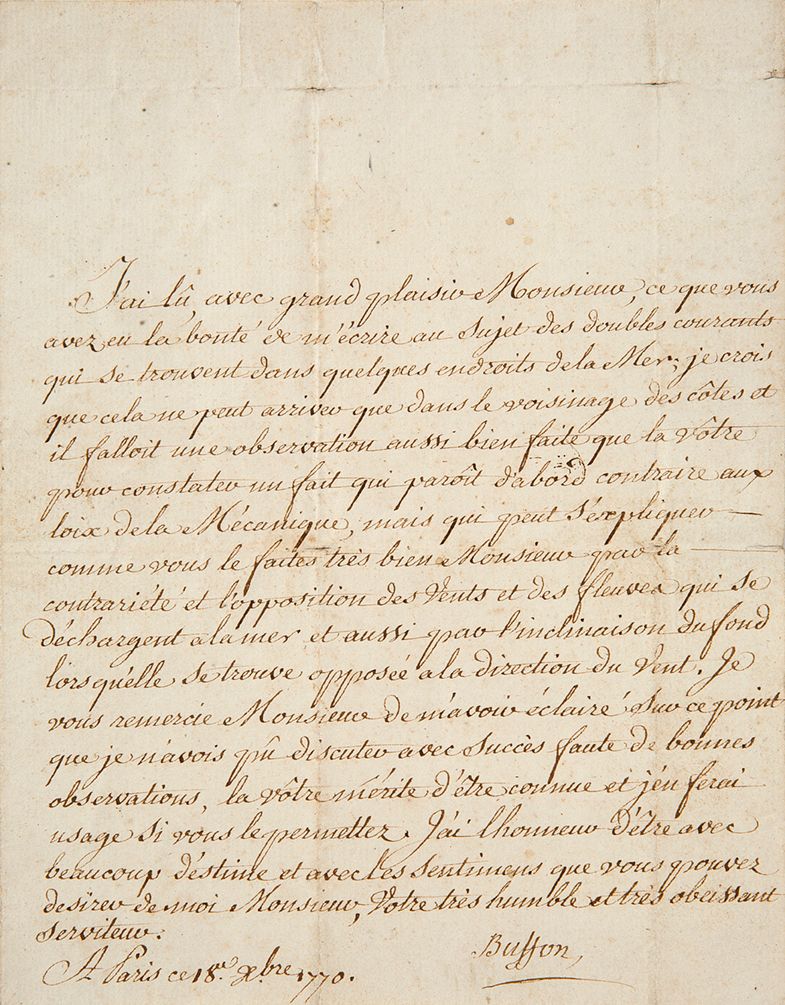 BUFFON GEORGES-LOUIS LECLERC, COMTE DE (1707-1788) NATURALISTE. L.S. "Buffon", P&hellip;