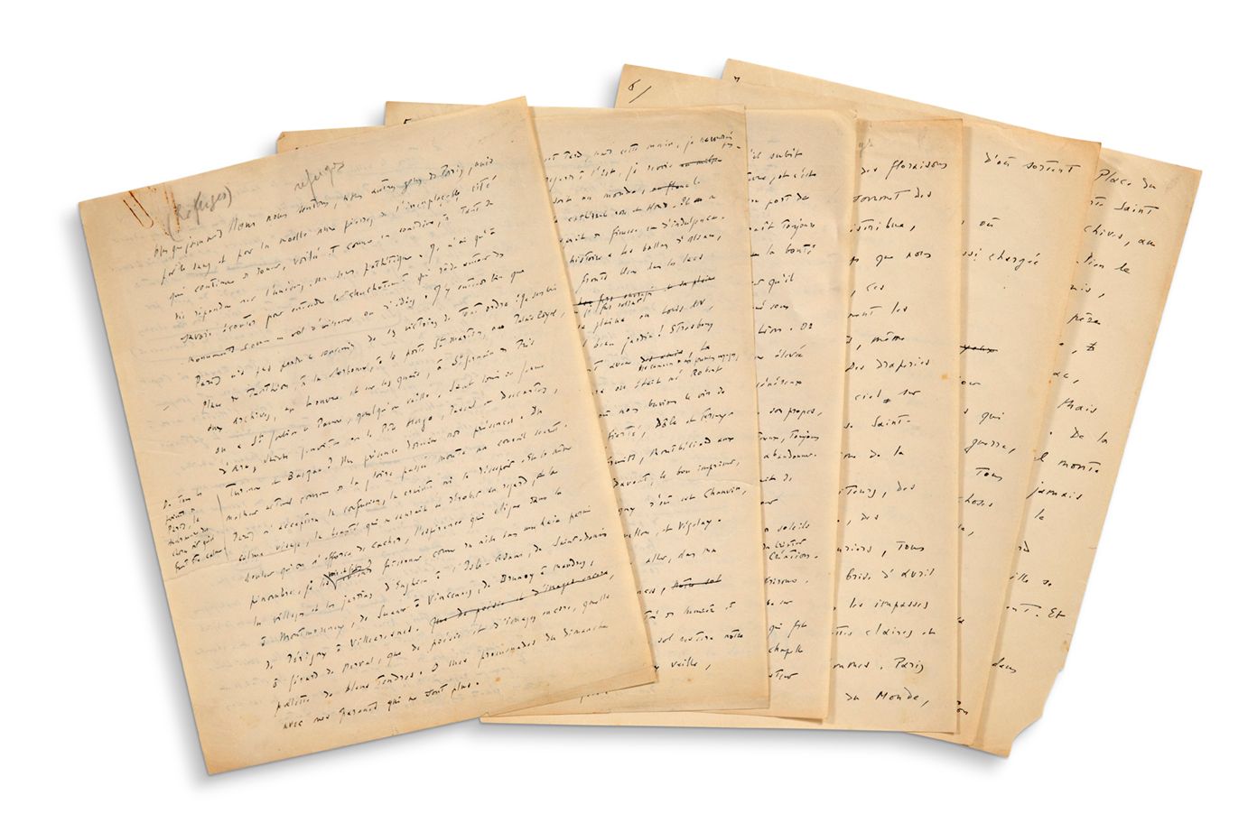 FARGUE LÉON-PAUL (1876-1947) Refugios
Dos fragmentos manuscritos autógrafos [194&hellip;