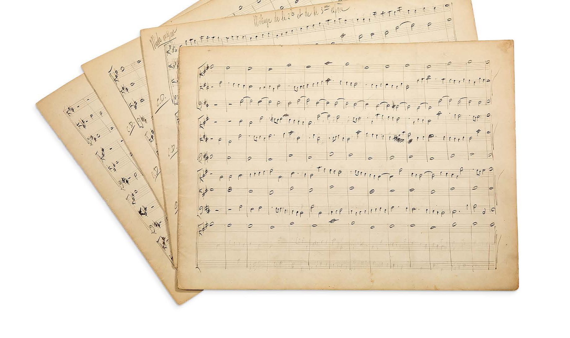 RAVEL Maurice (1875-1937) 亲笔签名的音乐手稿；18页长方形内页。
音乐学院的练习。
给出的和声和歌唱练习，可能是在
拉威尔在音乐学院的&hellip;
