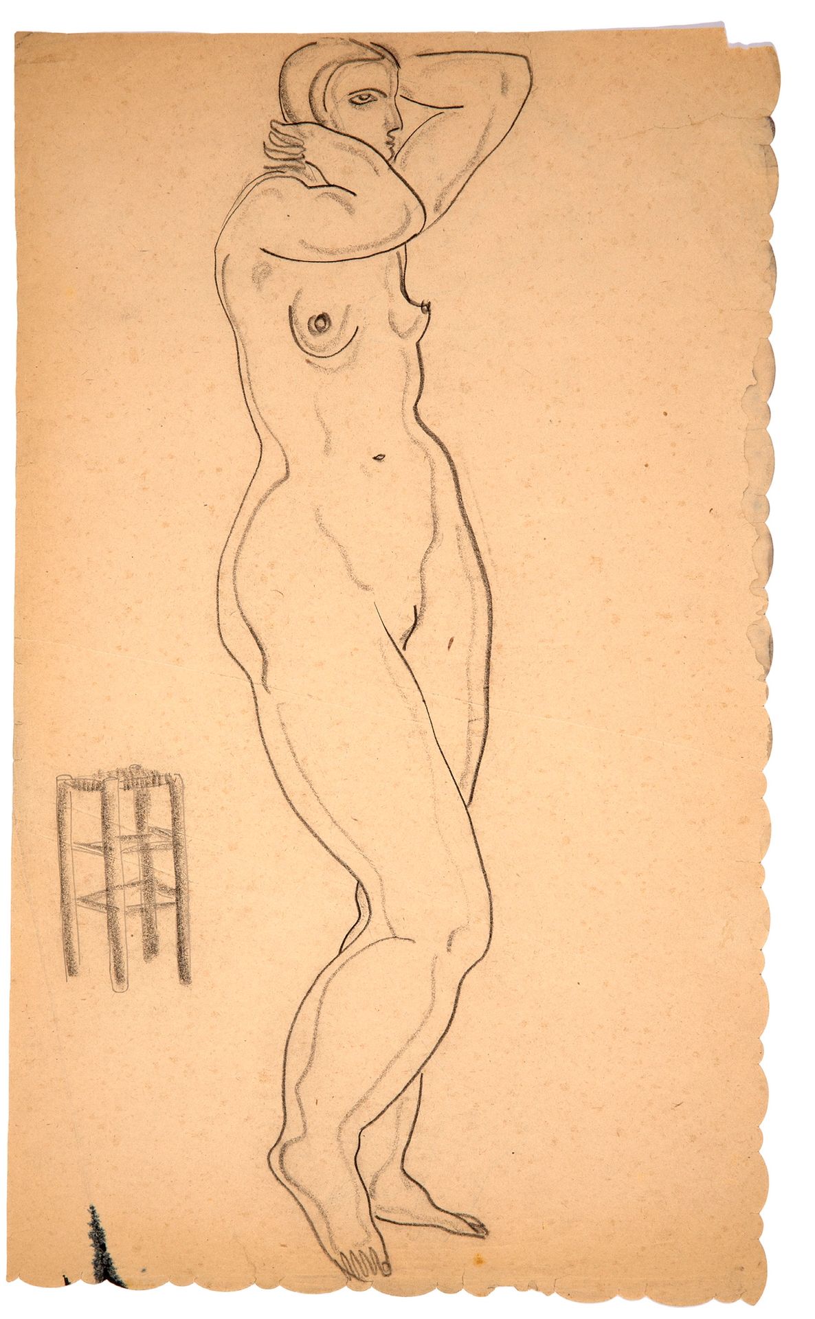 SANYU (1895-1966) 
Au recto : Femme debout de profil, mains derrière la tête + t&hellip;
