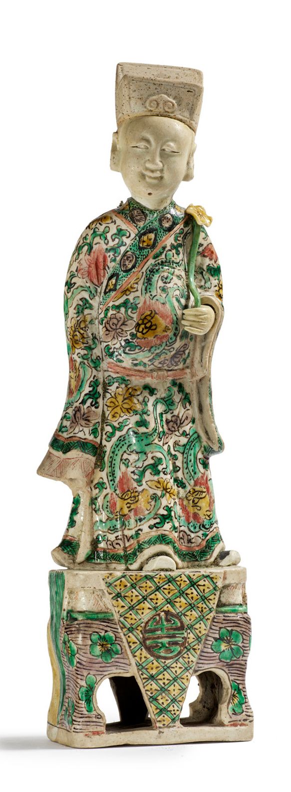 CHINE XVIIIe SIÈCLE, PÉRIODE KANGXI (1661 - 1722) 
Statuetta in smalto verde e b&hellip;