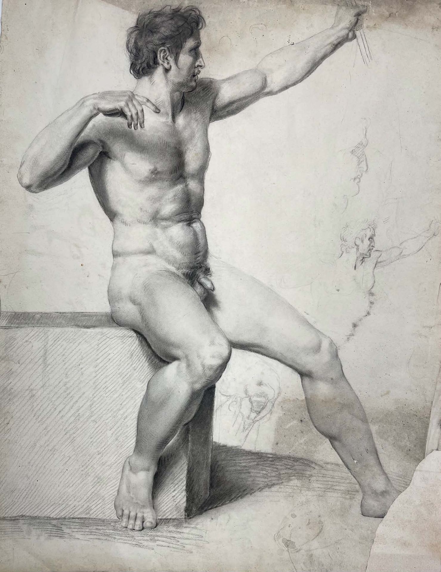 PAULINE AUZOU PARIS, 1775 - 1835 
Academy of a Man

Black chalk 

23 5/8 x 18 1/&hellip;