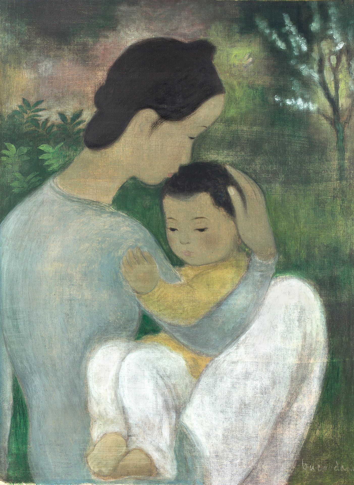 Vũ Cao Đàm (1908-2000) 
Maternité, circa 1950

Encre, couleurs et légers réhauts&hellip;