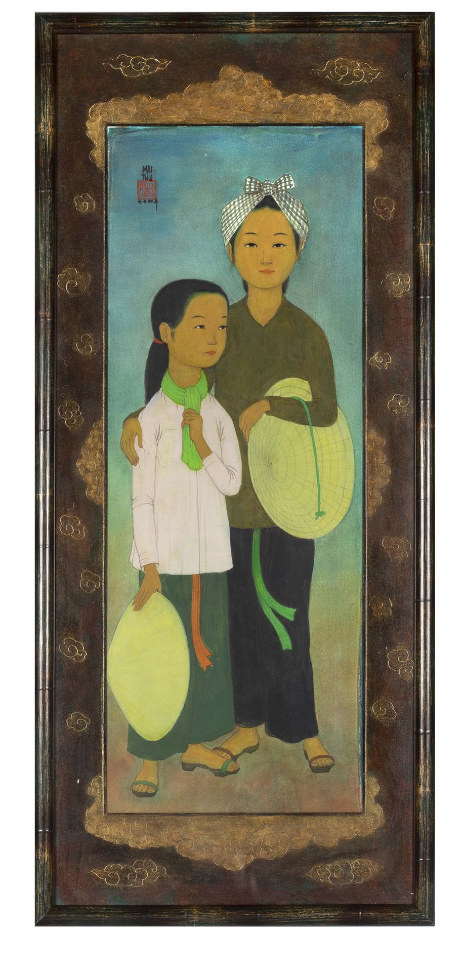 MAI TRUNG THỨ (1906-1980) 
Jeunes travailleuses, 1974

Ink and color on silk, si&hellip;