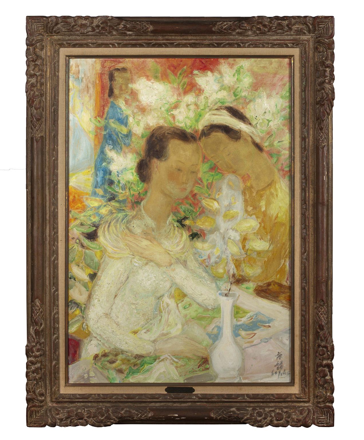LÊ PHỔ (1907-2001) 
这两姐妹 

丝绸上的油彩，装裱在isorel上，右下方有签名 

73.5 x 50.1 cm - 29 x 19 3&hellip;