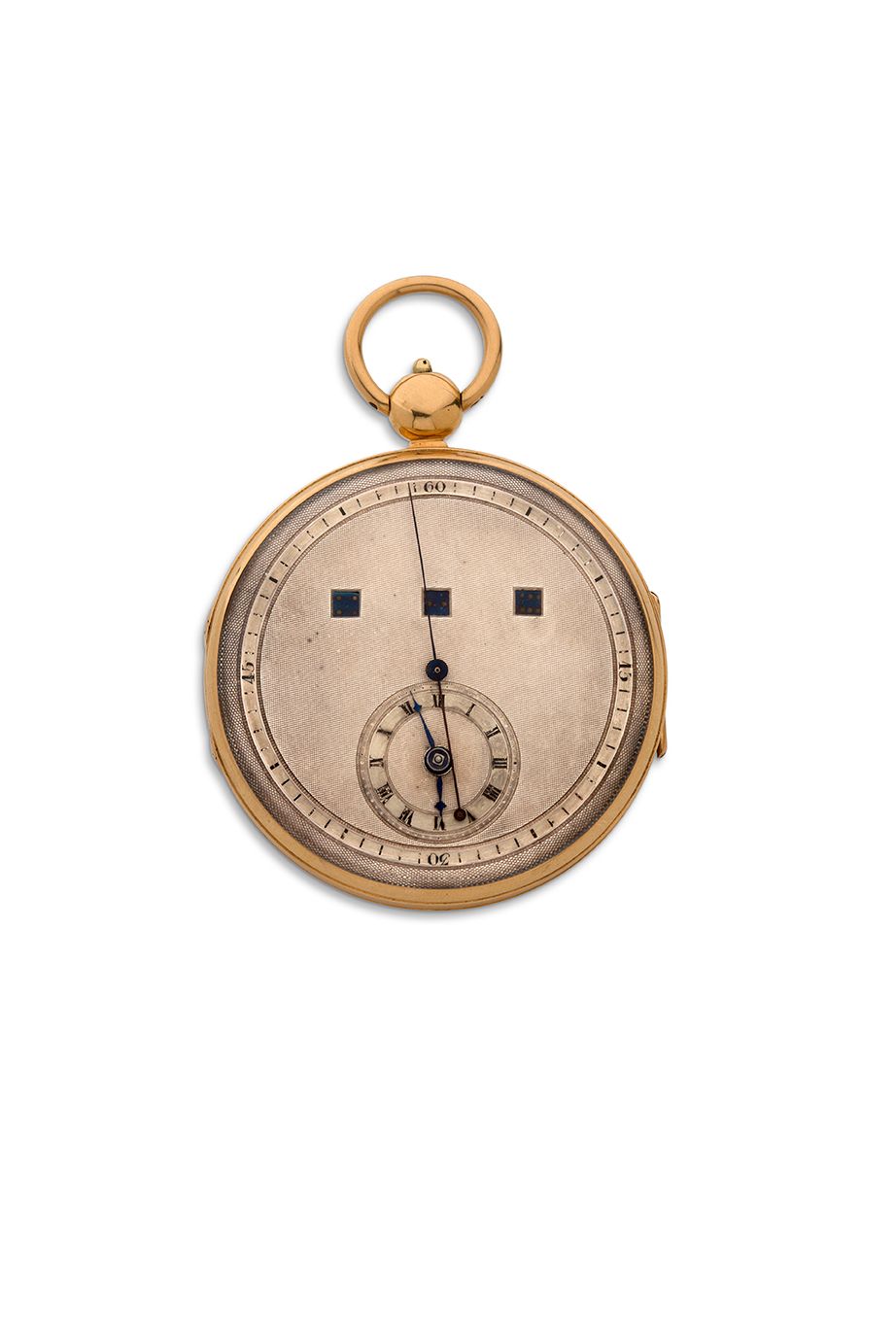 ANONYME 
Gold pocket watch with regulator dial, center seconds and apertures for&hellip;