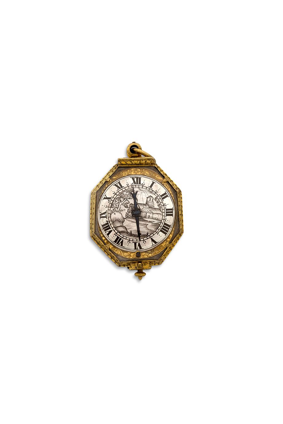 E STIENNE HUBERT, Rouen 
Orologio ottagonale in metallo dorato e cristallo di ro&hellip;