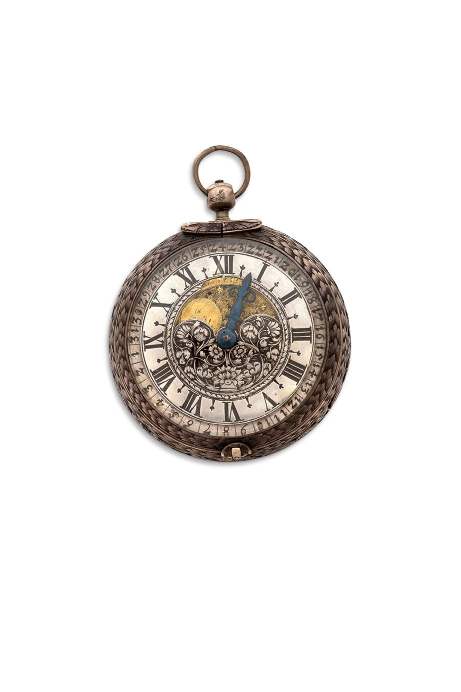Chgs, Jn NURNBERG 
Silberne Uhr mit Einzeiger, Datum und Mondphasen.



Gehäuse &hellip;