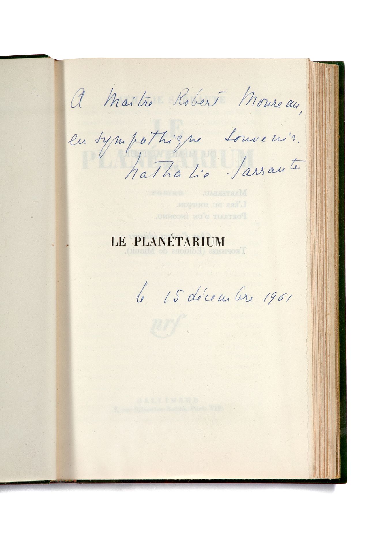 Null 萨劳特-纳塔莉 (1900-1999)

Le Planétarium.巴黎，NRF Gallimard，1959年。



In-12, 3 bl.&hellip;