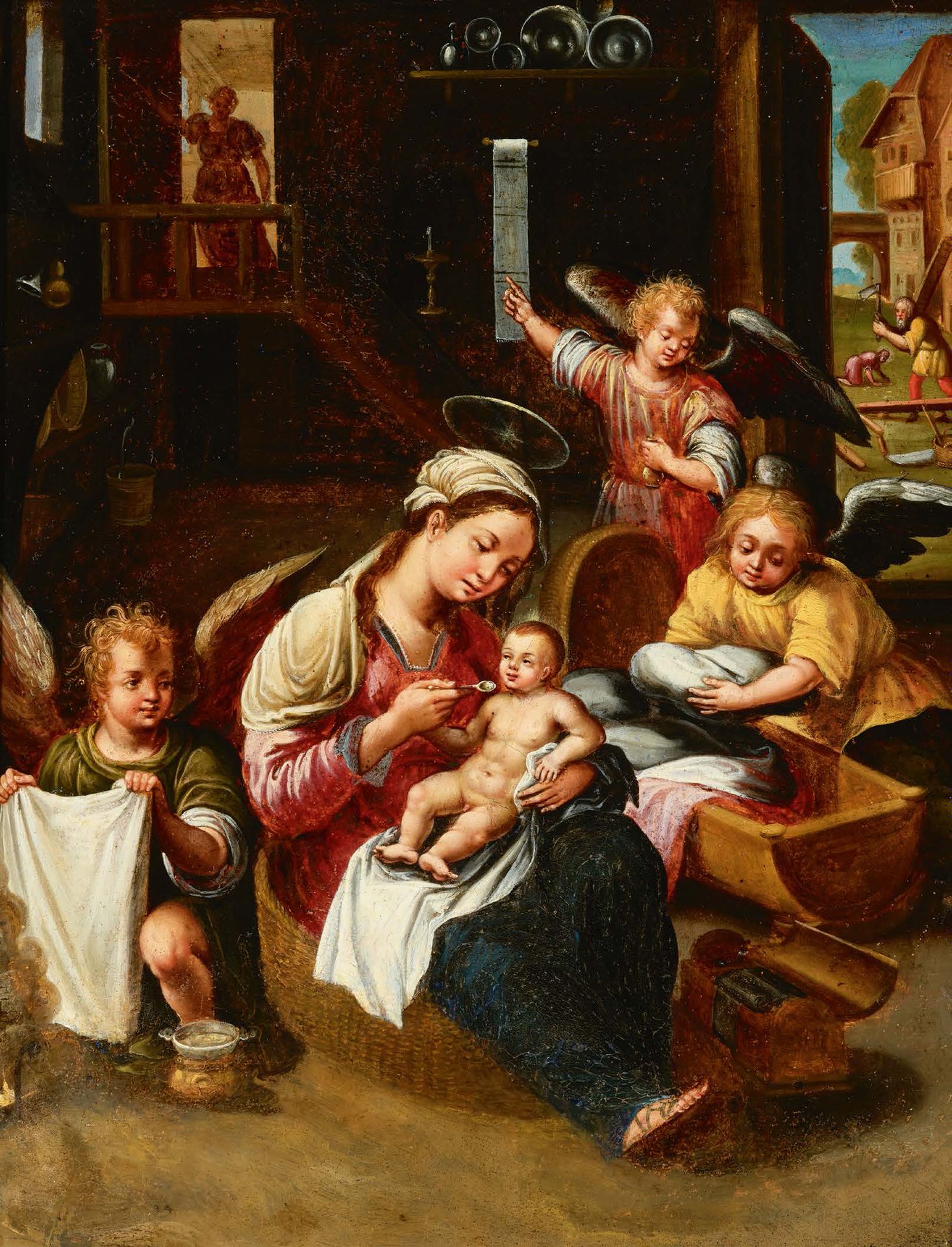 ATELIER DE MAARTEN DE VOS ANVERS, 1532 - 1603 
Vierge nourrissant l'Enfant

Huil&hellip;