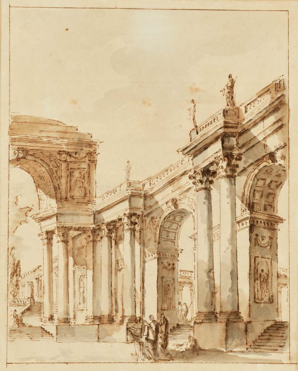 ATTRIBUÉ À CHARLES MICHEL-ANGE CHALLE PARIS, 1718 - 1779 
Caprice architectural
&hellip;