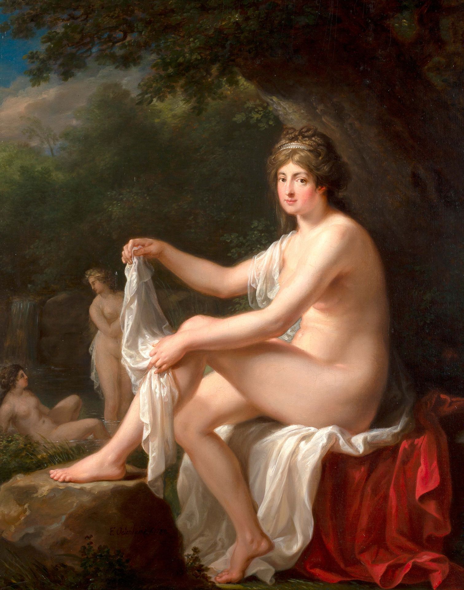 FRIEDRICH OELENHAINZ ENDINGEN, 1745 - 1804, PFALZBURG 
Diane au bain ou Portrait&hellip;
