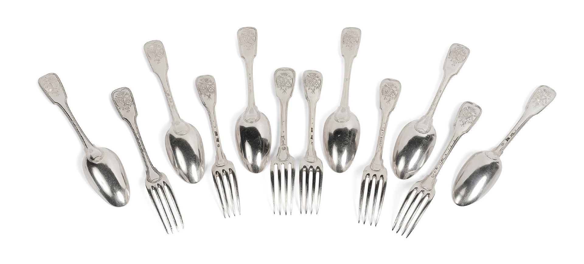 Null SWEETWARE Six silver table settings (consisting of six forks and six spoons&hellip;